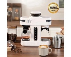 Espressomachine - Koffiemachine - Compact Koffiezetapparaat - 20 Bar - Semi-automatische - met Maalwerk -Melkschuimsysteem - Compact & Gebruiksvriendelijk - voor Espresso - Cappuccino en Latte