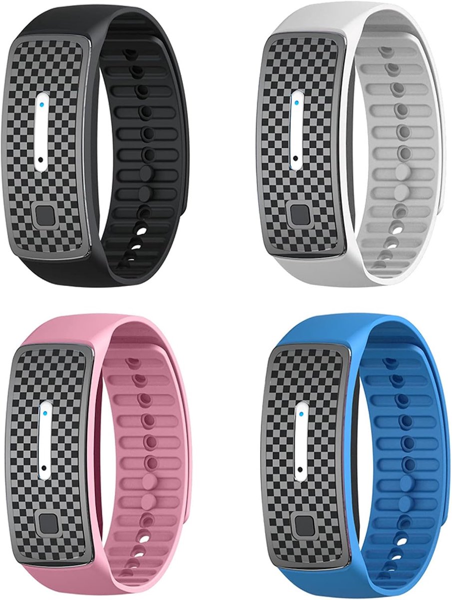 Intelligente Ultrasone Muggenwerende Armband | 360-graden Ultrasone Surround | Kinderen | Volwassenen | Zwangere Vrouwen | Buitenshuis | USB-opladen | 30 Minuten | 4 Stuks
