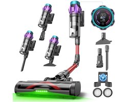 Ultenic U18 Power Pro draadloze stofzuiger, krachtige zuigkracht van 55 kPa, 600W motor, tot 80 minuten gebruiksduur, anti-klitborstel, slim led-display, 6-laags filter, oplaadstation voor wandmontage, geschikt voor dierenharen en harde vloeren.