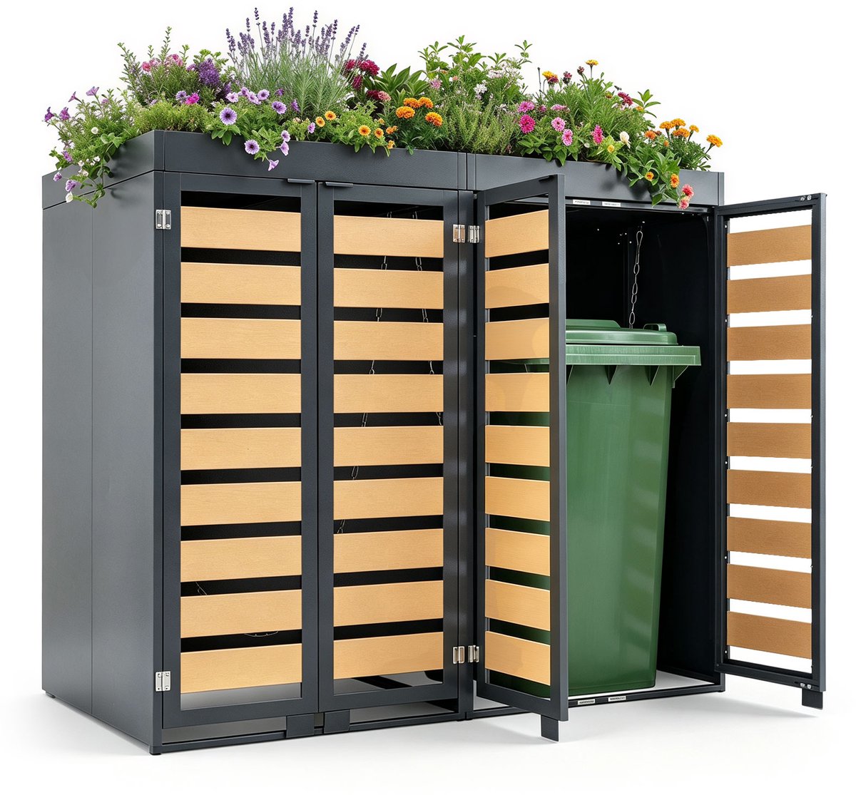 COSTWAY Vuilniscontainerbox voor 2 tot 240 l, afvalcontainerbekleding van