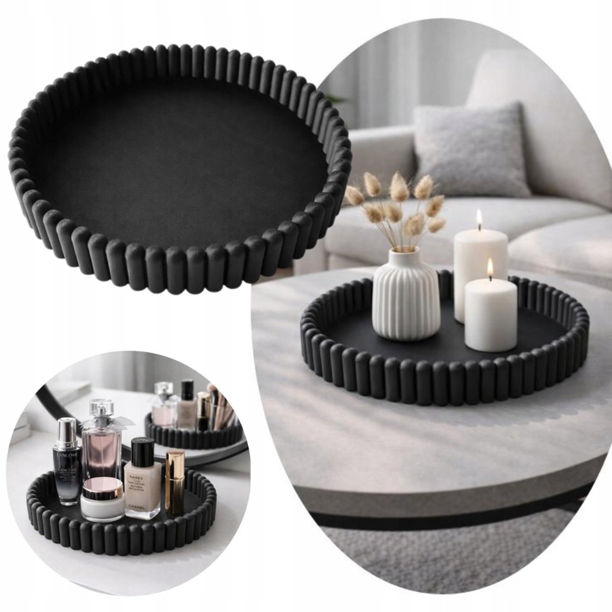 Moderne Decoratieve Dienblad Zwart 24cm - 3D Print, Organizer