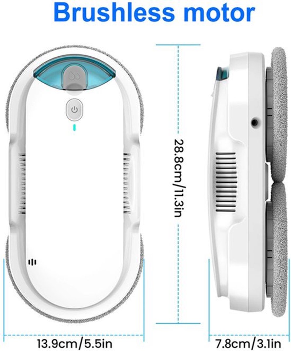 Raamreinigingsrobot Wit - Automatische Waterbesproeiing - <800 W Vermogen - Glasreiniger Voor Thuis - Met Afstandsbediening