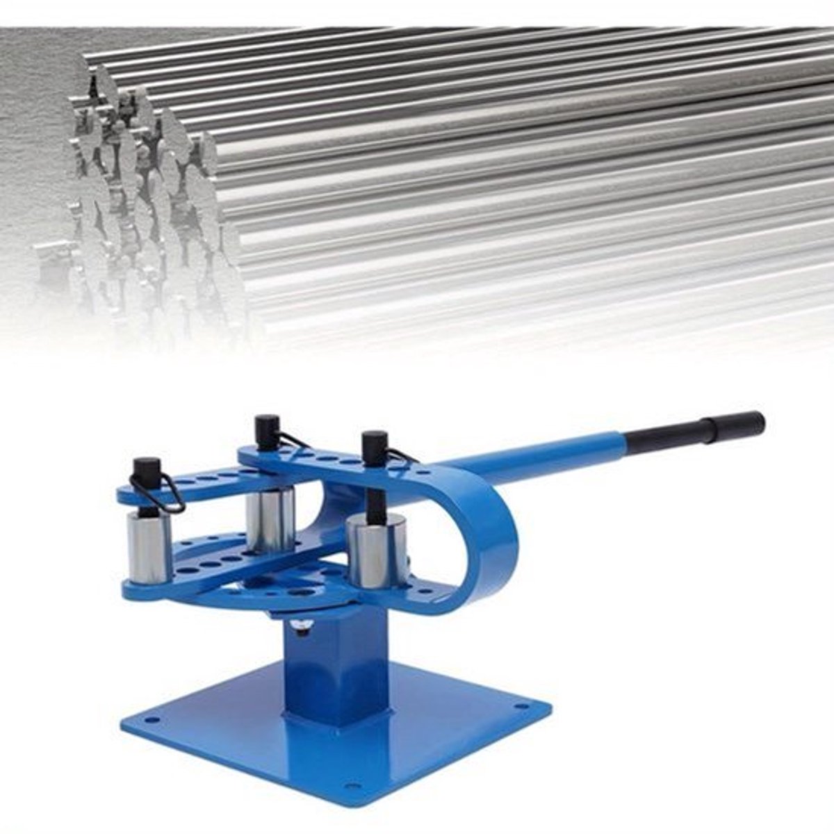 Manuele Buizenbuiger – Buizenbuiger – Pijpenbuiger – Buigtool – Buisvormer – Robuust Metalen Ontwerp – 7 Buigschijven 25-75 mm – Compact Blauw