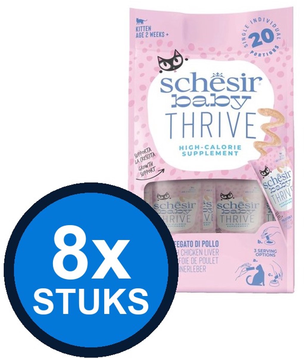 8x Schesir Baby Thrive kitten pouch mousse kip supplement 20x8gr