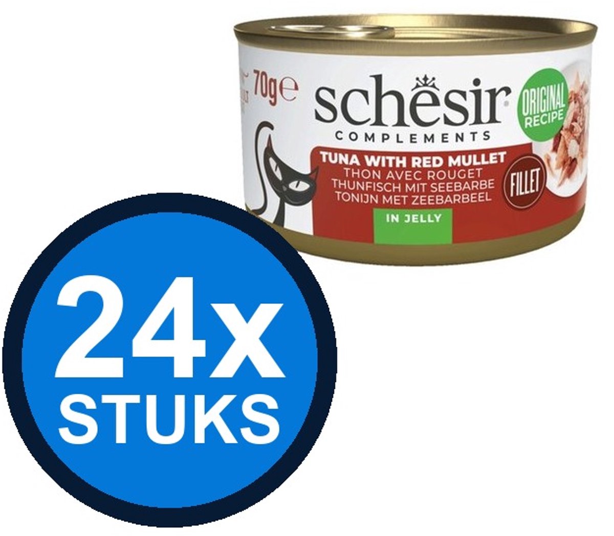 24x Schesir - Tonijn & Rode Mul in Gelei - Kattenvoer Natvoer - 70g