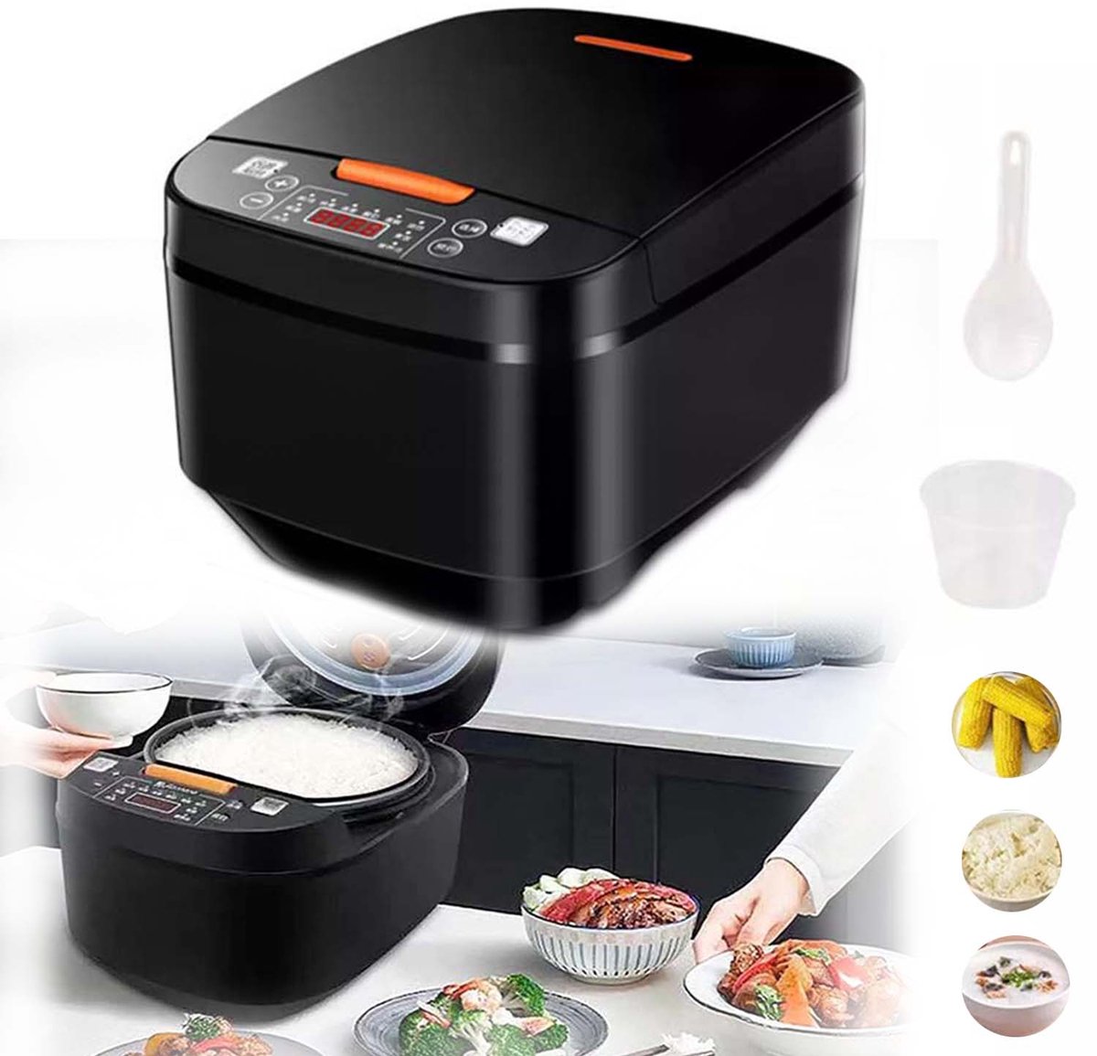 Rijstkoker Van 5 Liter, Multifunctionele Rijstkoker Met Grote Capaciteit, Snelrijst, Diverse Kookprogramma's, Makkelijk Schoon Te Maken.