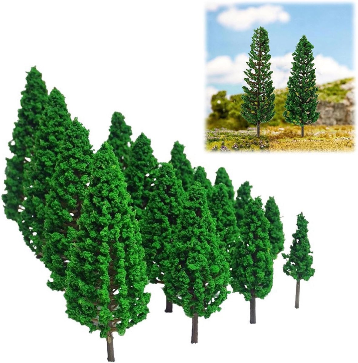 Miniatuur Bomen voor Modelbouw, Kunstmatige Bomen voor Diorama's, Treinlandschappen en Landschapsprojecten, 3.5-16cm, 16 Stuks