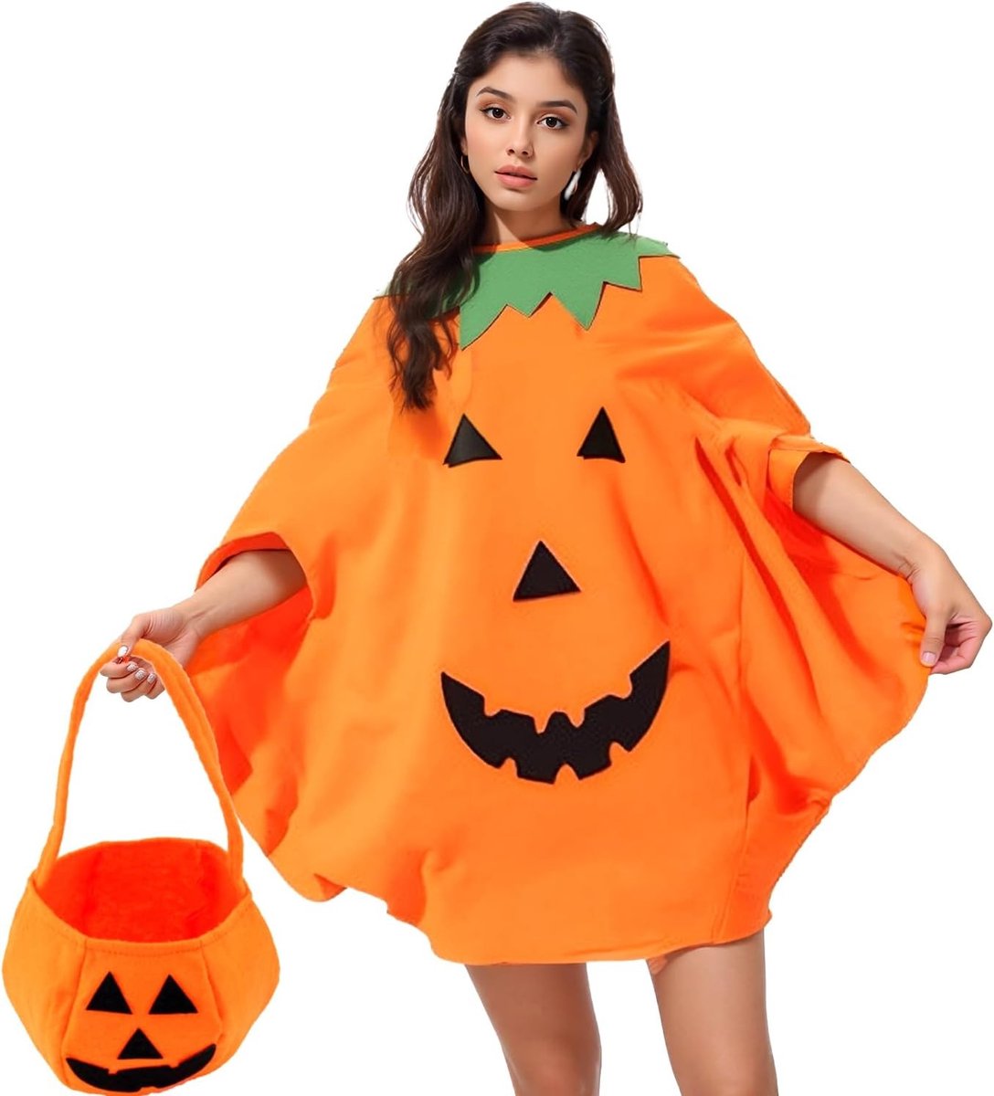 Griezelig Halloween Pompoen Kostuum met Snoeptas voor Feestelijke Cosplay en Carnavalskleding
