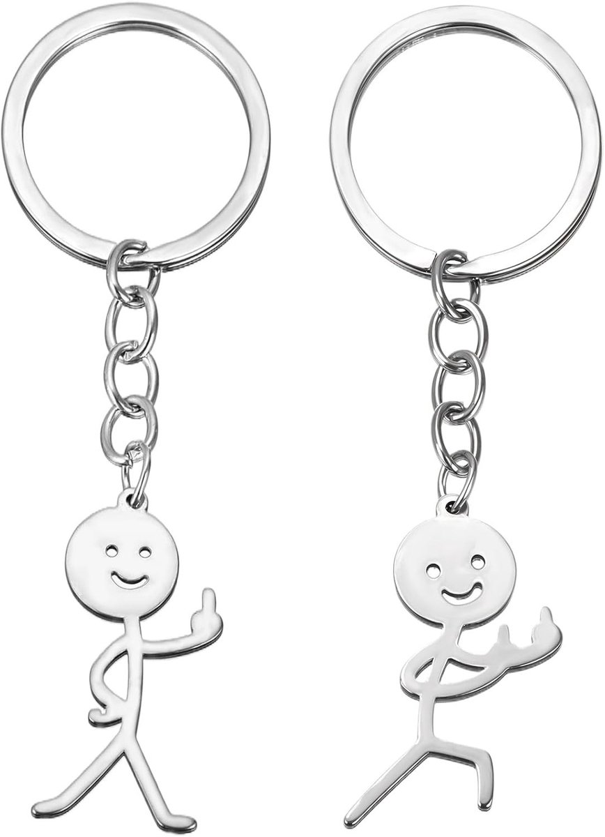 2 Stuks Sleutelhangers met Middelvinger - Grappige Cadeaus voor Vrienden en Stellen, Perfect voor Halloween en Grappen