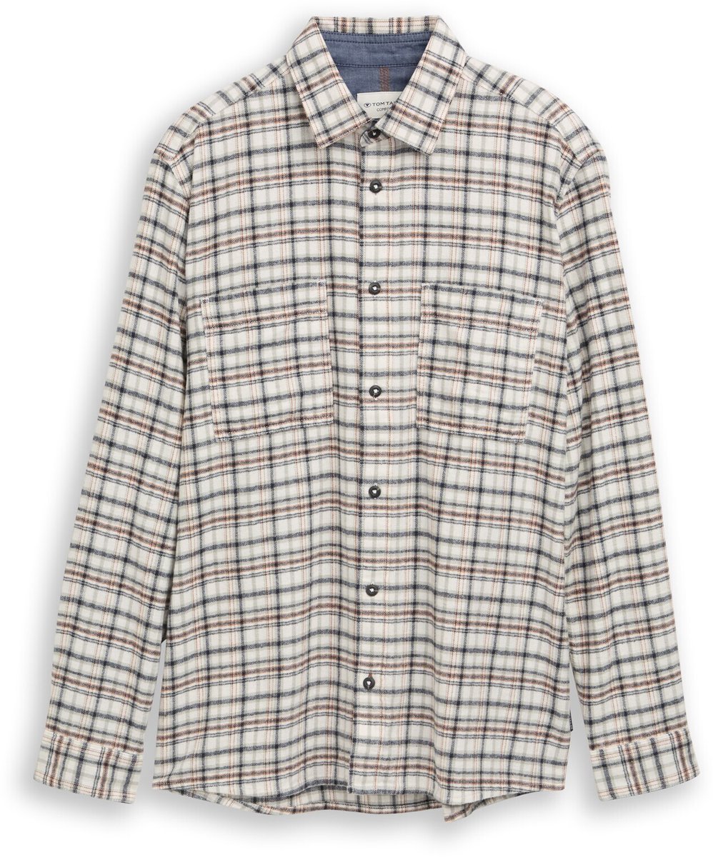 Tom Tailor - Comfort Fit flanellen overhemd met ruitpatroon - Maat S - white based mint check