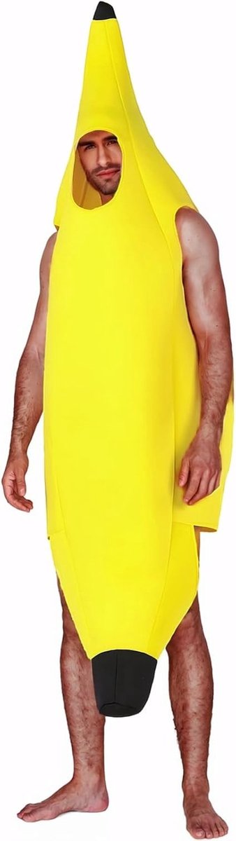 Grappig Bananen Kostuum voor Volwassenen en Kinderen, Lichtgewicht Fruit Outfit voor Halloween, Comfortabel en Gemakkelijk te Dragen voor Feestjes en Groepsactiviteiten