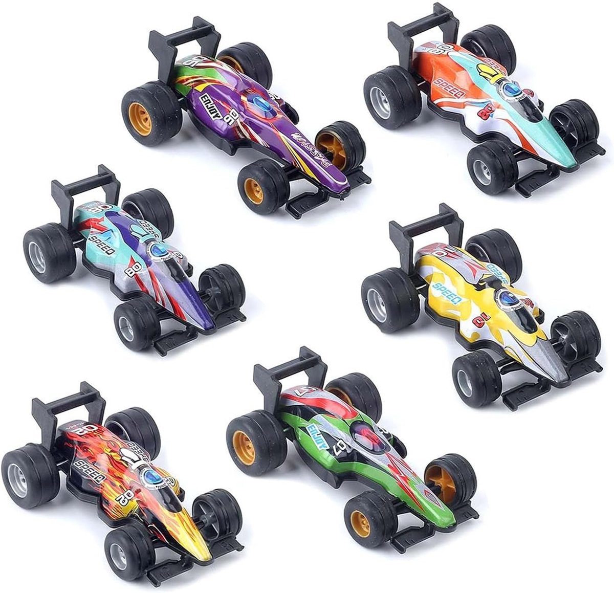 Mini Pull-Back Auto Set, Kleurrijke Racing Voertuigen voor Peuters, Leuk Speelgoed met Terugtrekfunctie voor Verjaardagscadeau