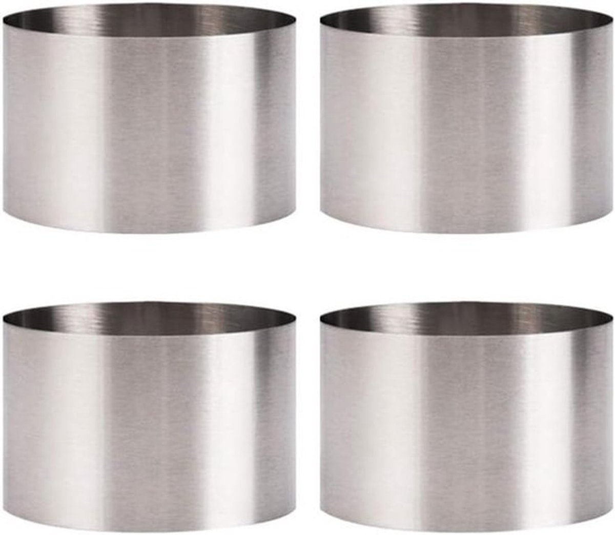 Set van 4 kleine taartringen - RVS bakringen - Dessertvormpjes voor koekjes, gebak en mousse