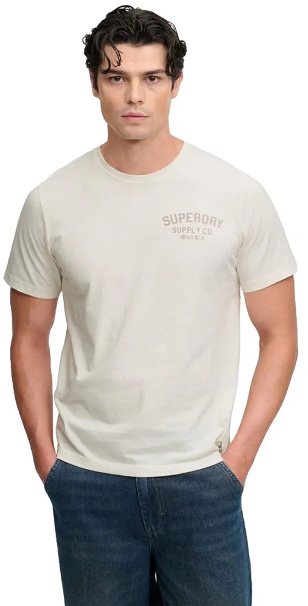 Superdry Vintage Biker T-shirt Relaxed Pasvorm Heren T-shirts Creme