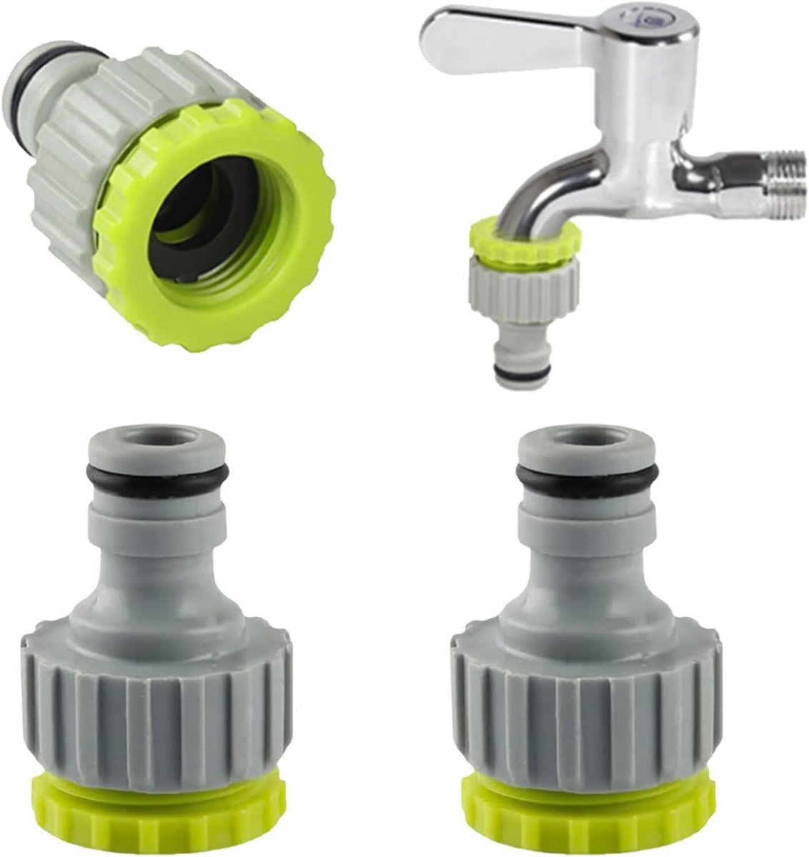 3-delige Tuinslang Adapter Set, 1/2 Inch en 3/4 Inch Koppeling, Ideaal voor Irrigatie en Tuinieren, Slangverbinding voor Kranen