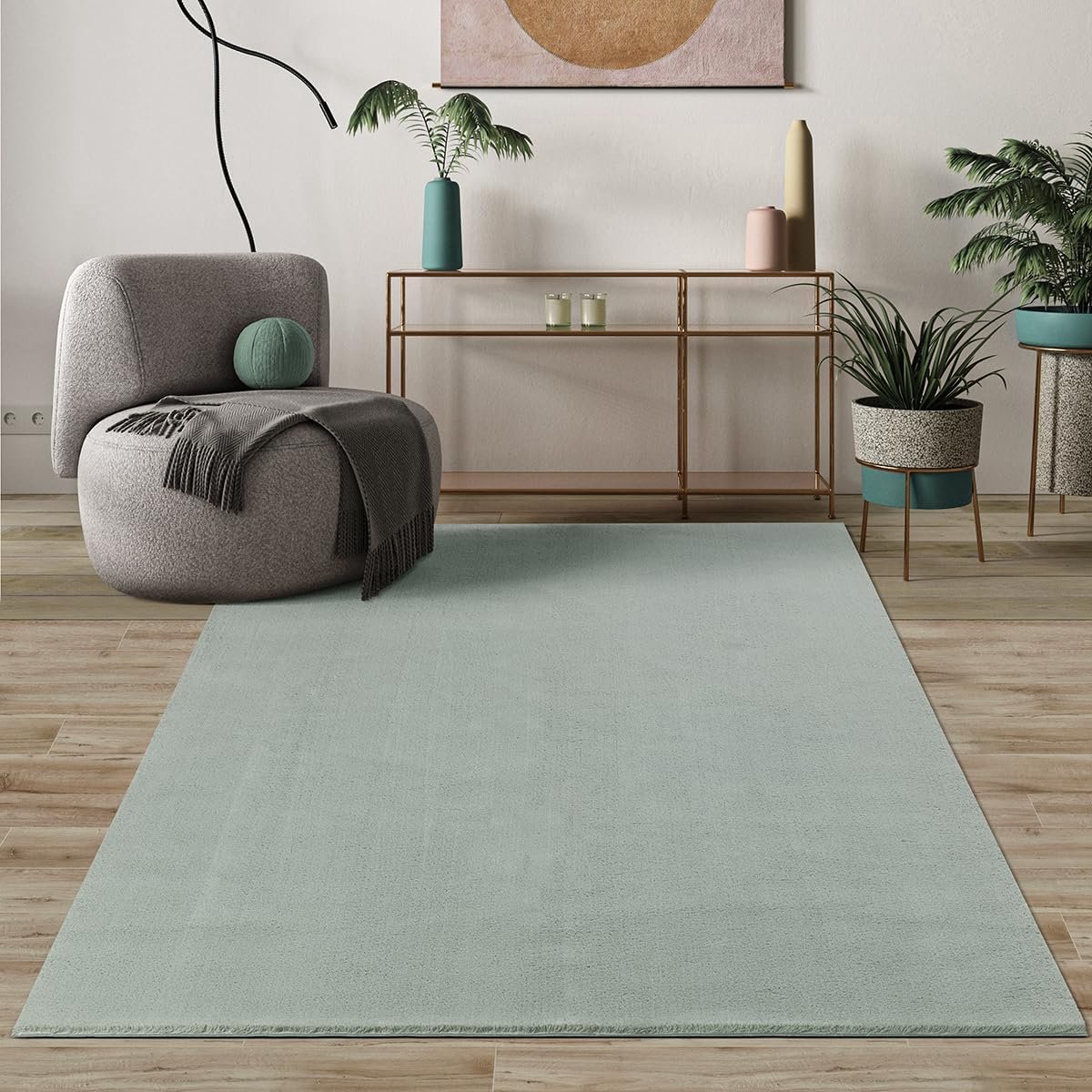 Vloerkleed - 80 x 150 cm - Microvezel - Laagpolig - Modern - Antislip - Machinewasbaar - Groen