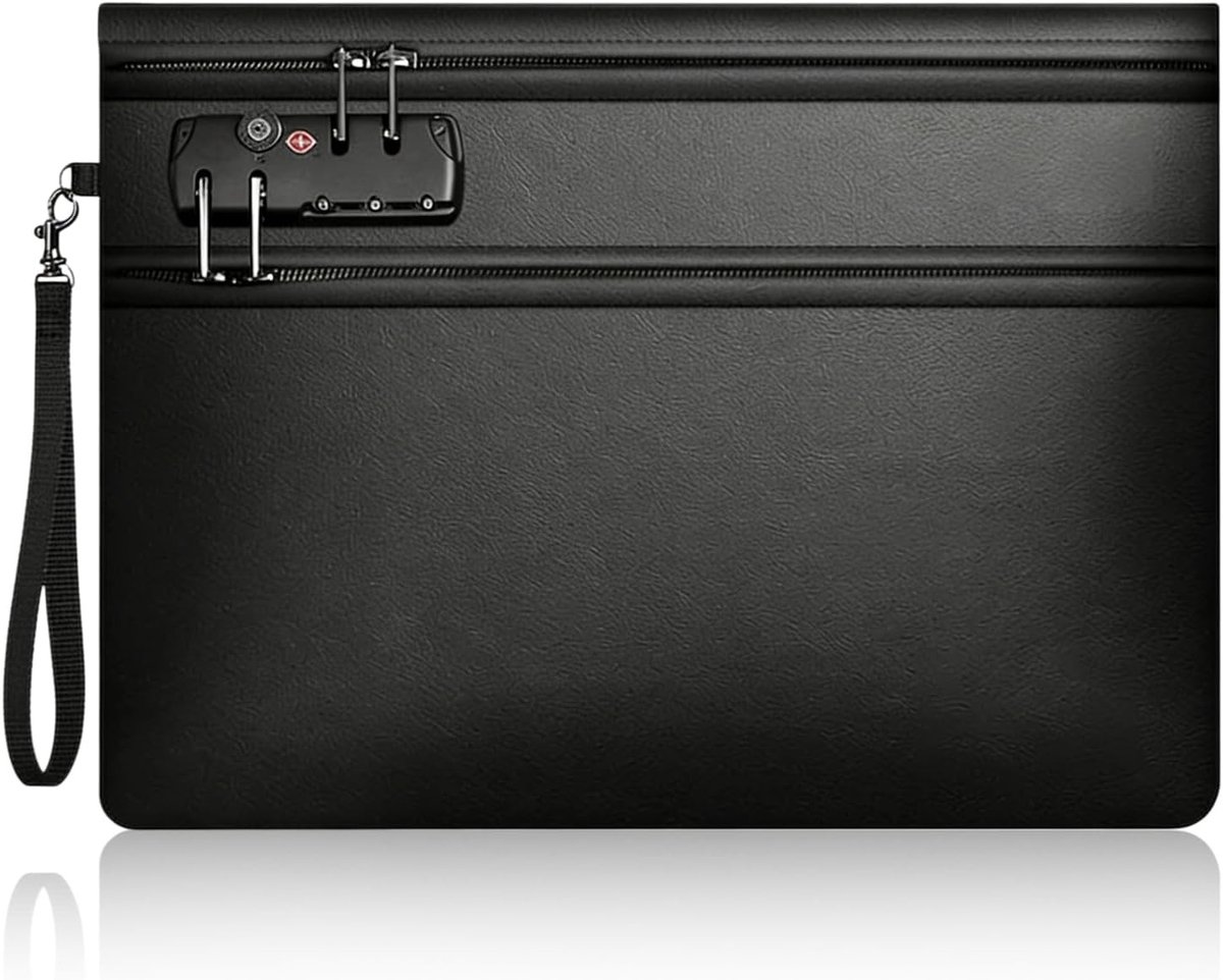 Waterdichte en Brandveilige Documententas 14,17×10,24 Inch: 12 Laags Bescherming, Veilig Sluiting en Hangslot voor Thuis en Kantoor