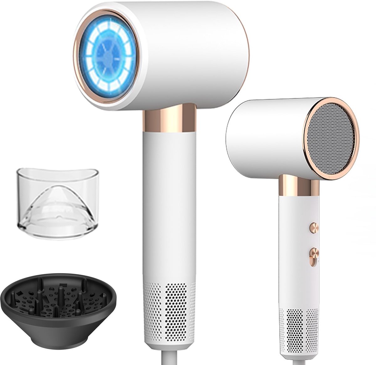 Oskuglin Professionele ionische haardroger, 2400 W met warm/koude knop, 3 temperatuurinstellingen, inclusief diffuser - ShopVlot