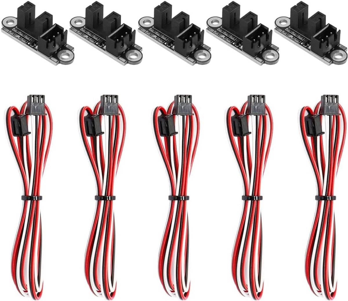 3D Printer Optische Limiet Schakelaar Sensor - 5-Pack Vervangingen met 1m Kabel, Compact en Geluidsarm voor Hoge Precisie en Betrouwbaarheid