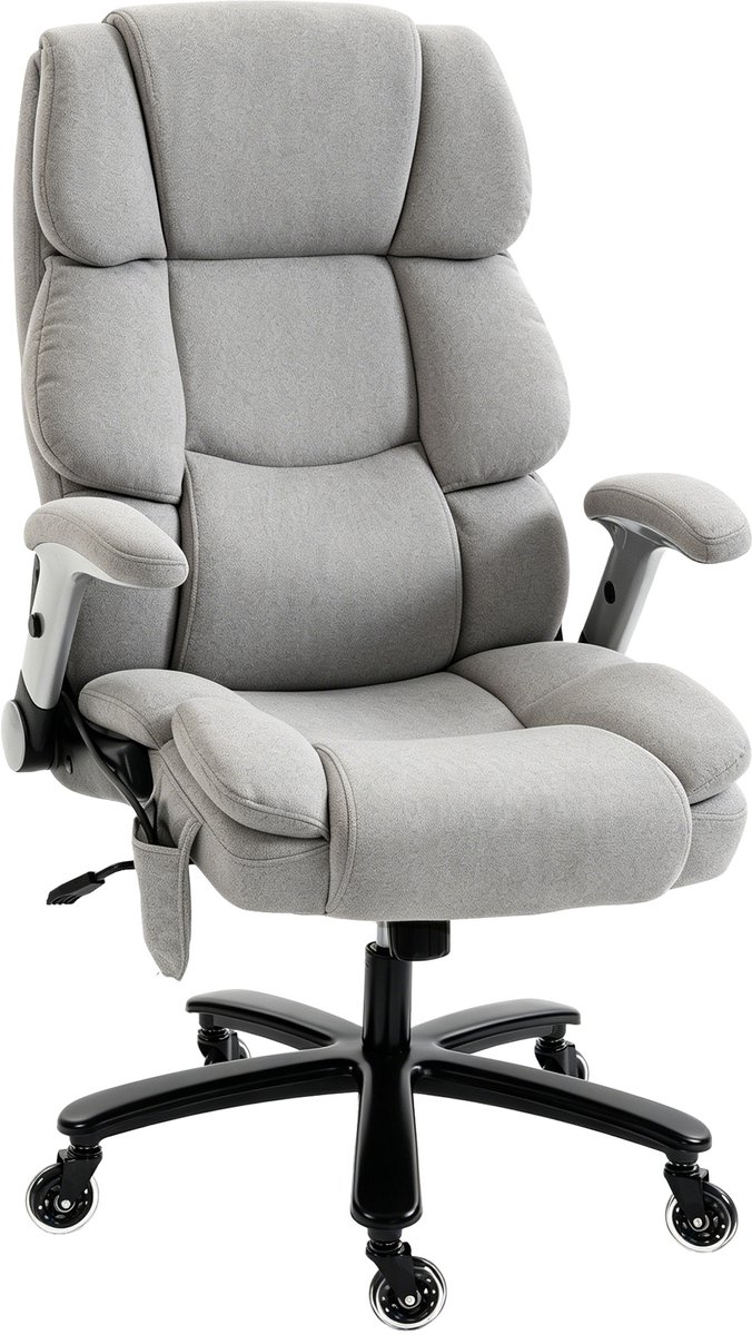 HOMCOM Heavy-Duty Office Chair-Schneeflanell (70% Baumwolle, 30% Polyester)-Hellgrau