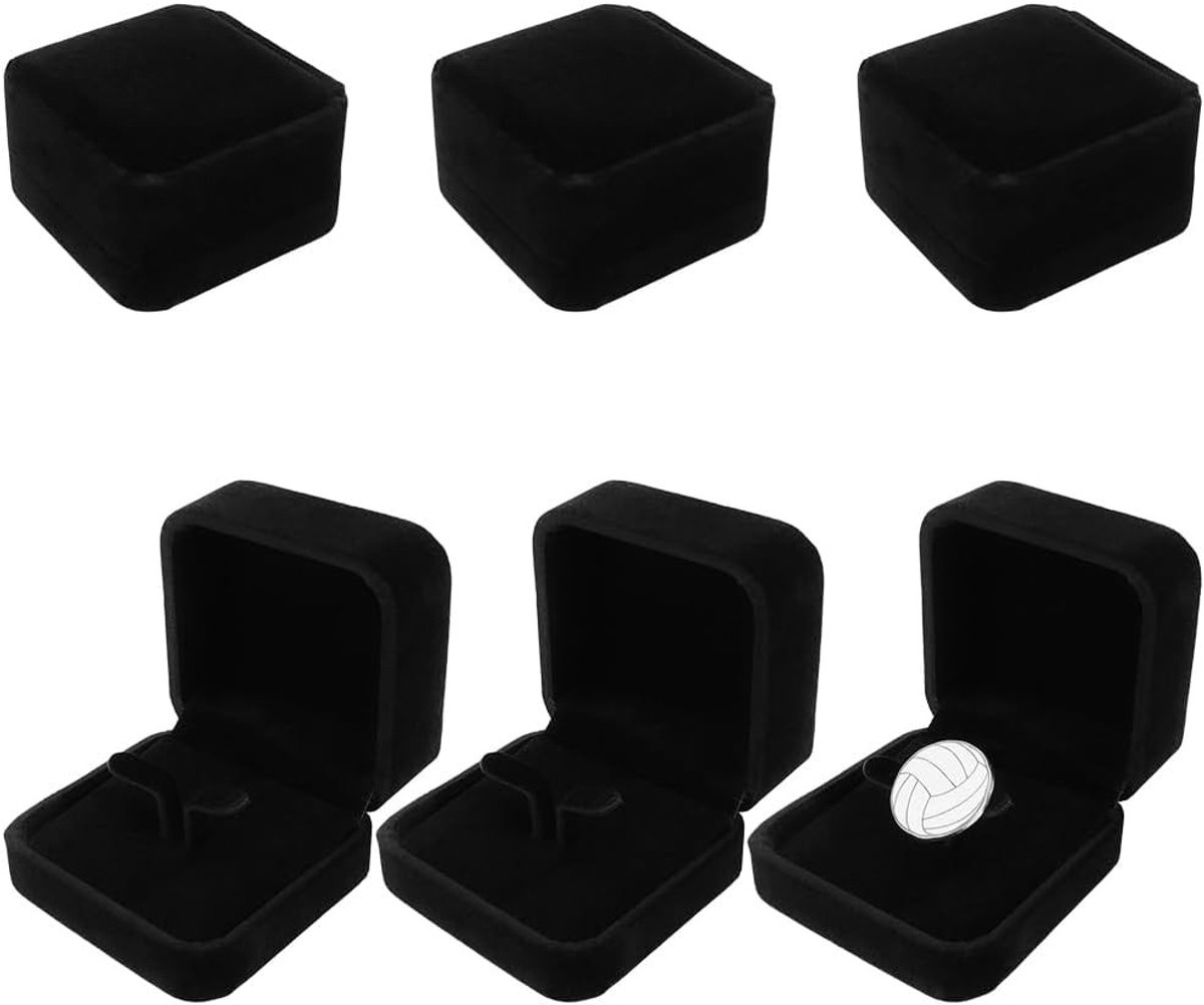 6 Stuks Fluwelen Ring Box - Luxe Manchetknopen Dozen, Sieraden Display Case en Geschenkdoos voor Verjaardag, Bruiloft en Engagement