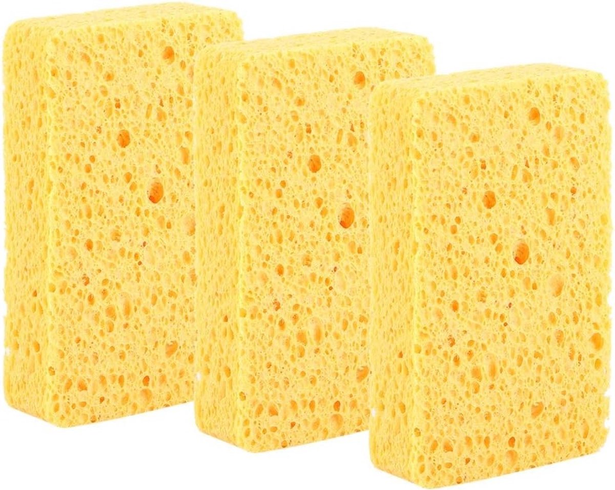 Set van 3 Keukenreinigingssponzen van Cellulose - Effectieve Schoonmaakaccessoires voor Keuken, Badkamer en Meubels