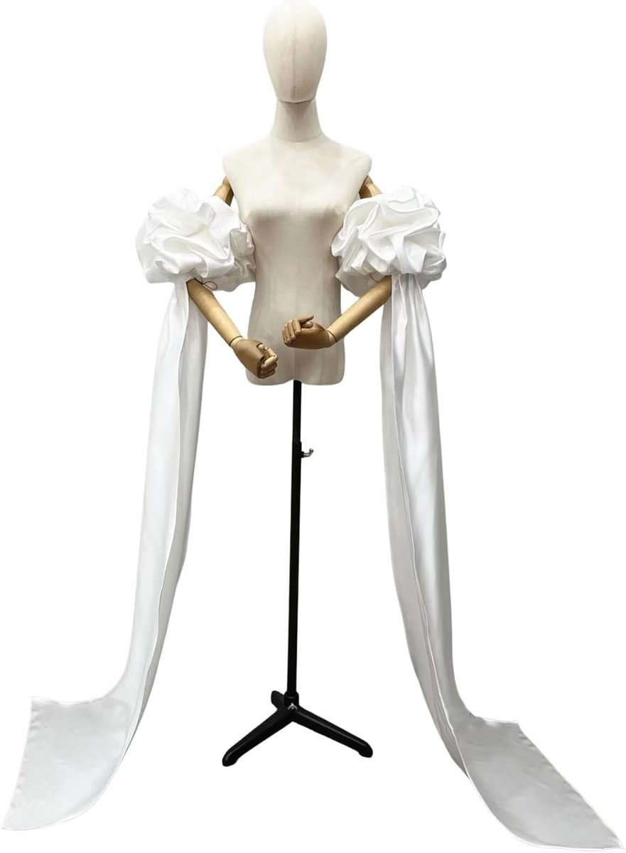 Elegante Tulle Mouwen met Lange Stijl en Afneembare Satijnen Handschoenen voor Bruidsjurken en Renaissance Kostuums