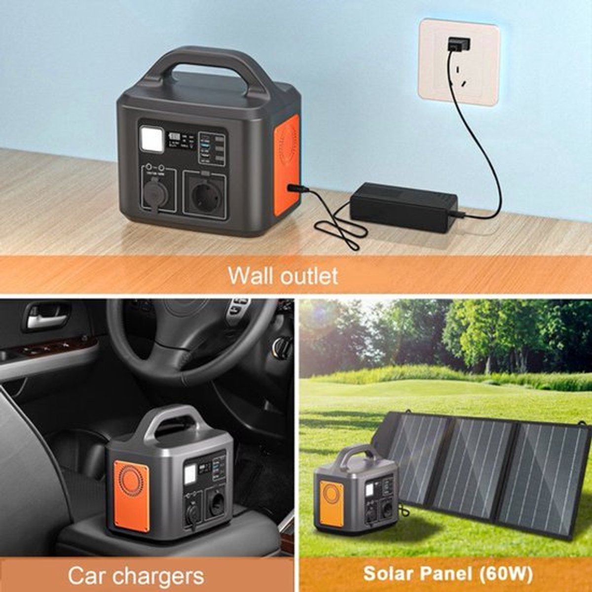 Draagbare Power Station – Mobiele Accu – Noodstroomvoorziening – Outdoor Batterij – 538,7 Wh Capaciteit – 600 Watt Piekvermogen