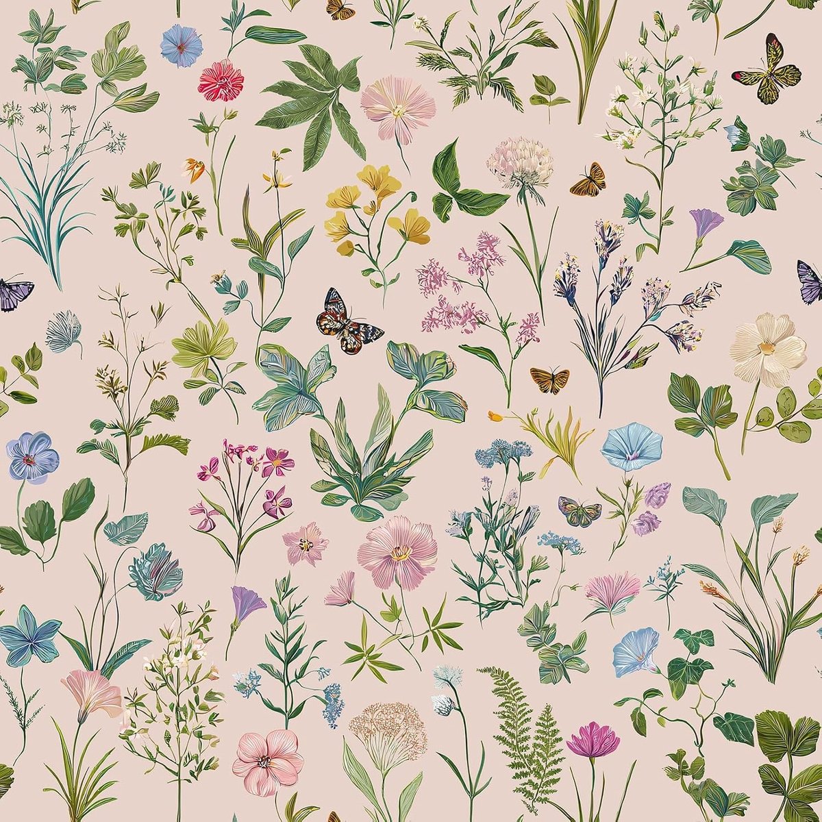 Floral Zelfklevend Behang met Bloemenpatroon - Verwijderbaar Lichtroze Contactpapier voor Slaapkamer, Hal en Meubels - 44.5cm x 200cm Decoratie en Bescherming