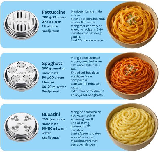 Pasta Opzetstuk voor Mixers van – 7-in-1 Pastamaker met Verwisselbare Vormen voor Fusilli, Rigatoni, Spaghetti, Bucatini, Fettuccine & Macaroni – Eenvoudig te Installeren — afbeelding 3
