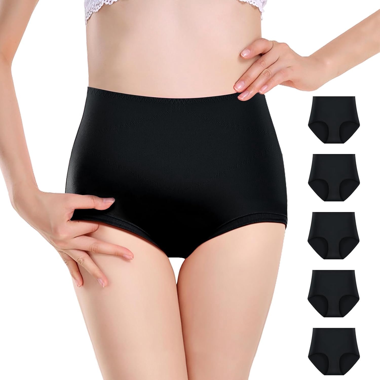 Slips van zachte katoen, hoge taille, volledige dekking, multipack