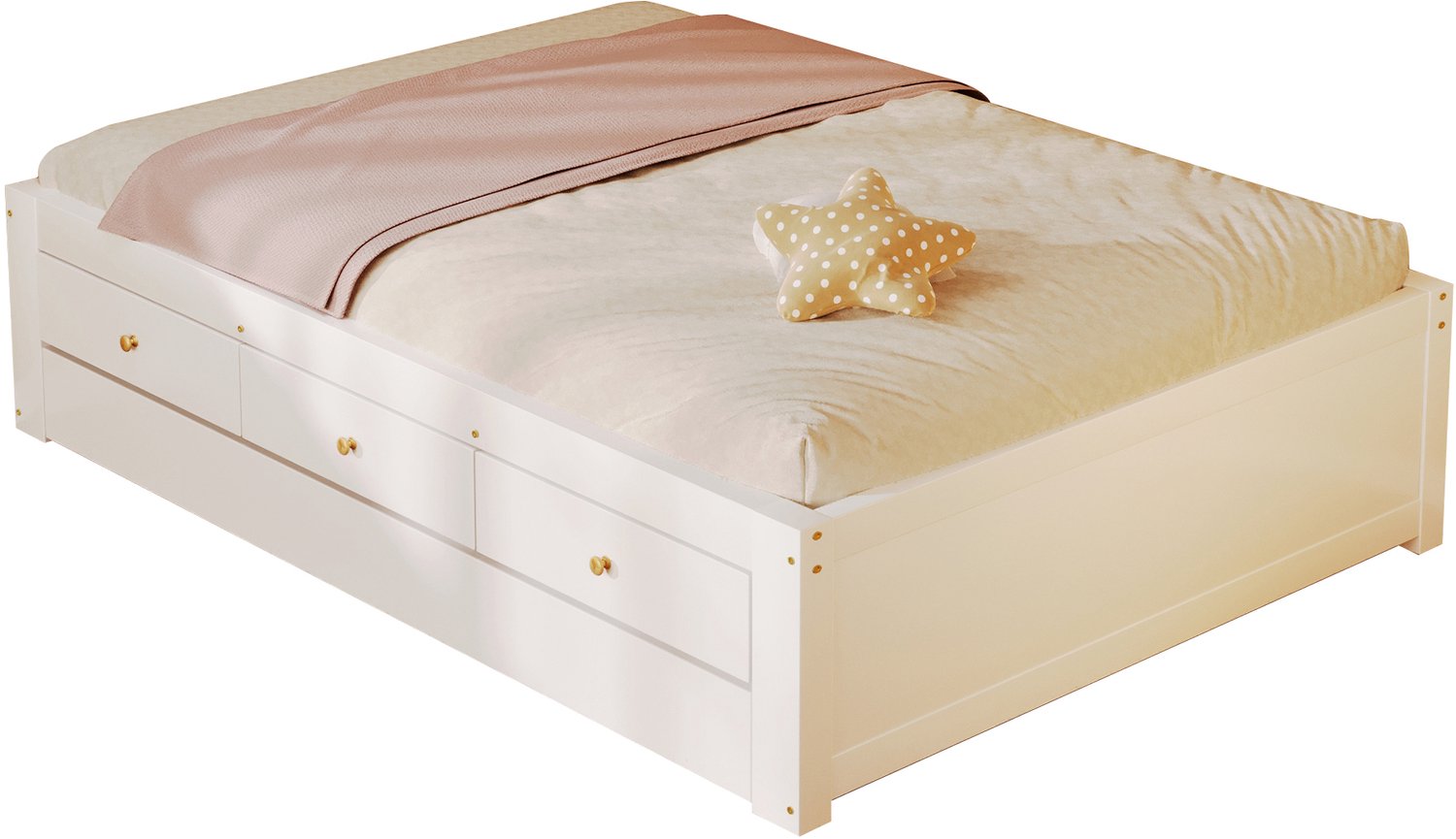 Merax Houten onderbed 90x200 cm - met 3 lades - wit