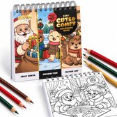 Joya Creative Cozy Cuties Kleurboek voor Volwassenen - Cozy Coloring Book Kersteditie - 124 Pagina's - Kleuren voor Volwassenen - Ringband - 20x20 cm