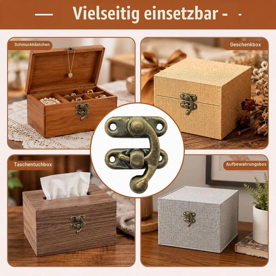 5x Antiek kistenbeslag brons, decoratief sluiting voor dozen — afbeelding 5