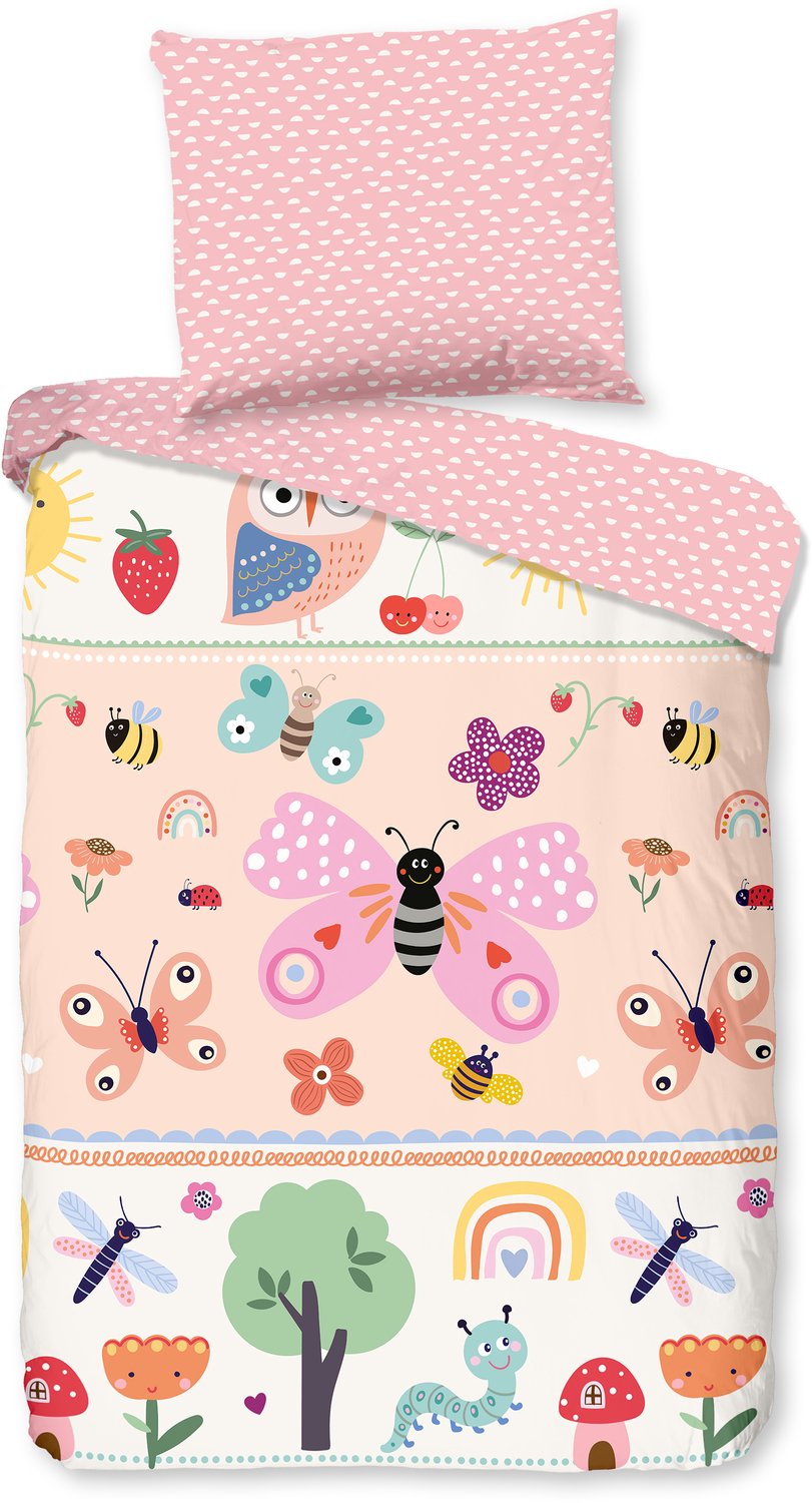 Good Morning dekbedovertrek insecten en bloemen - Ledikant/ baby - Ecru - 100% Katoen renforce
