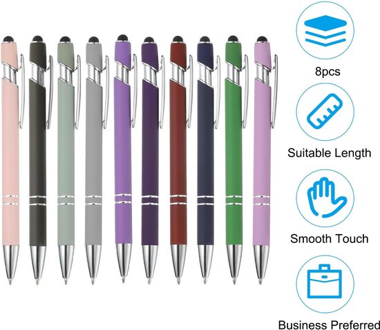 Balpen met styluspunt 1,0 mm - 6 stuks metalen pen blauw - touchscreen stylus voor aanraakschermen - m-winkel — afbeelding 2