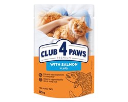 Club 4 Paws Natvoer - Zalm In Gelei - 24x85gr, Compleet Voeding Met Omega 3 & 6