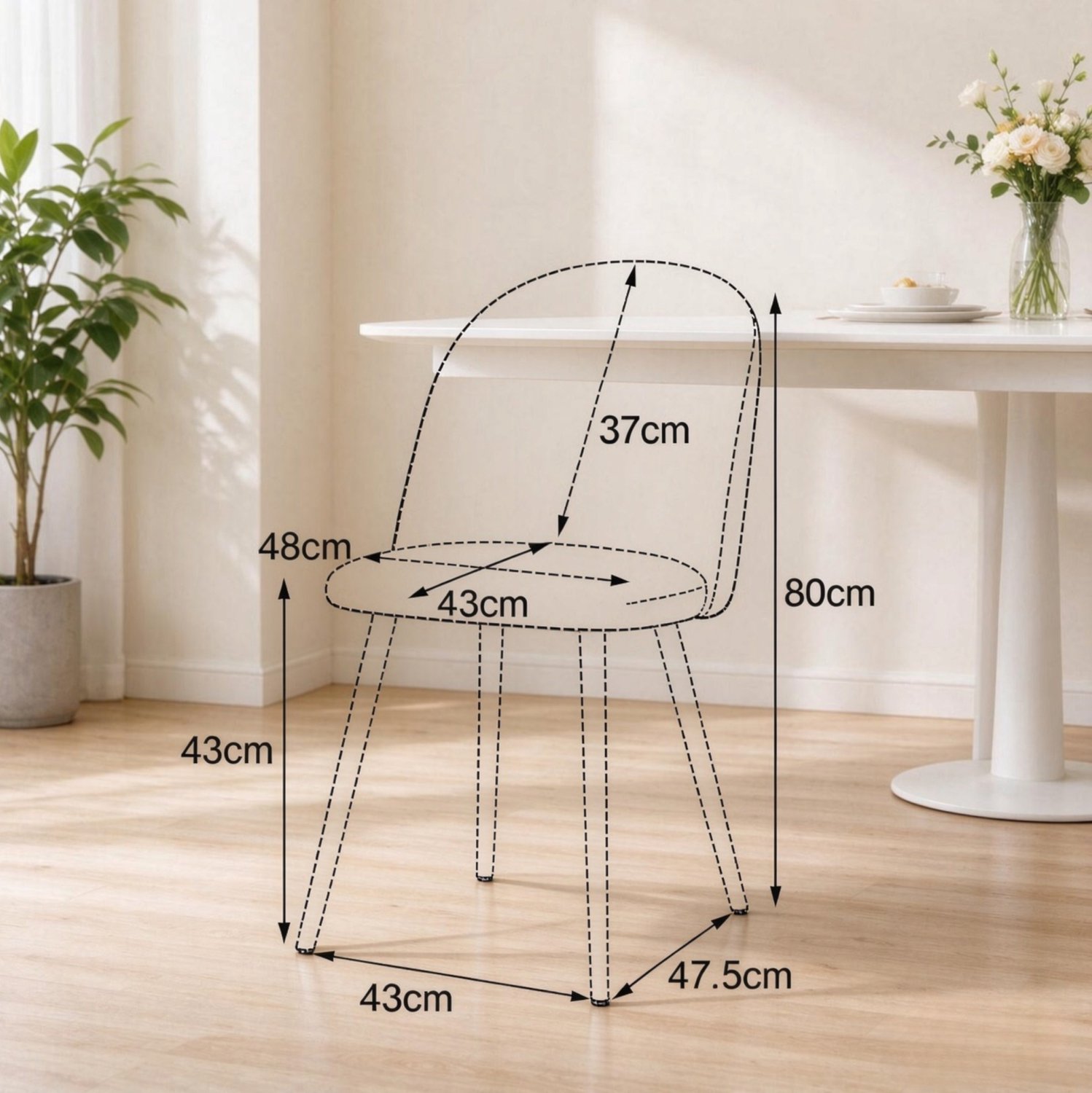HAUSS SPOLE Eetkamerstoelen - Set van 4 - Gebogen Rugleuning en Zachte Zitting - Voor Eetkamer en Keuken - Fluwelen Bekleding - Zwart
