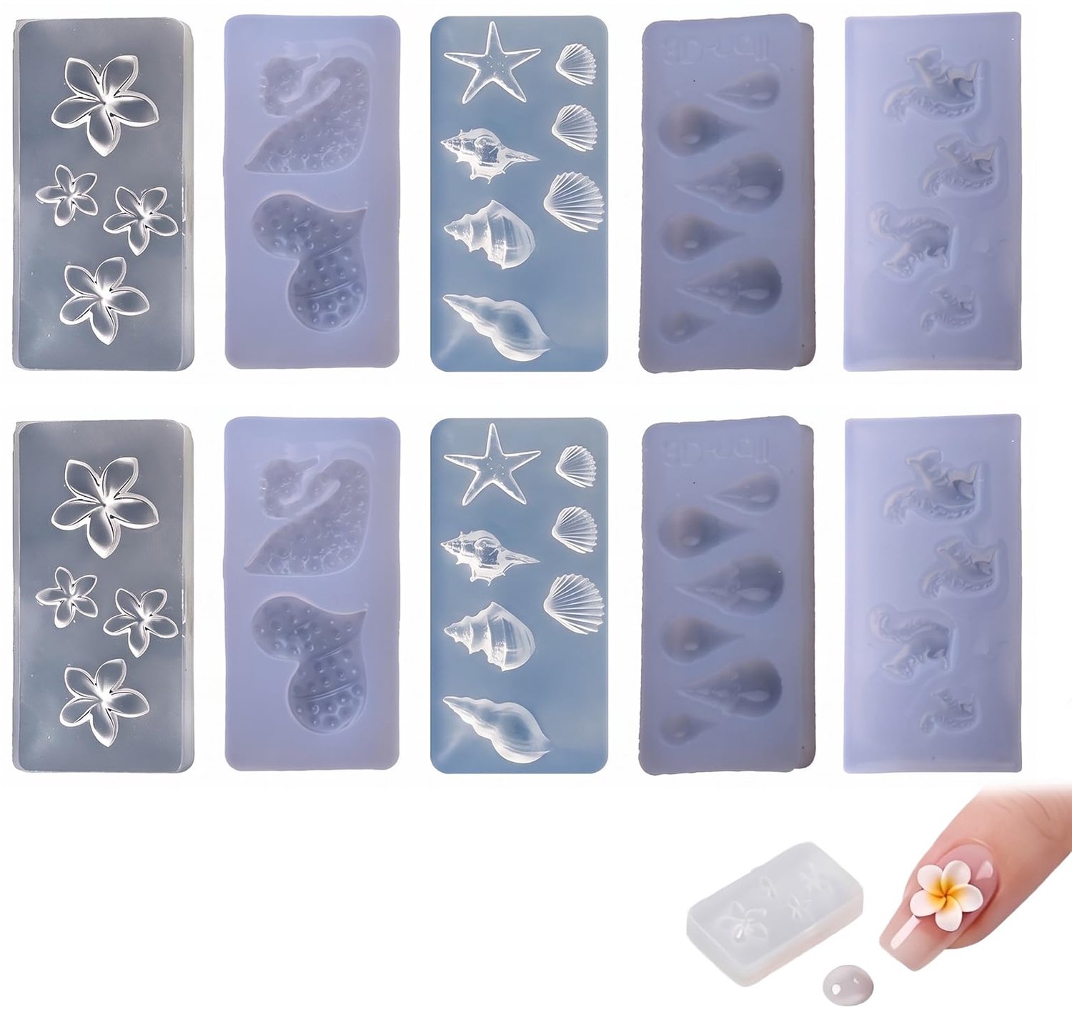 Siliconen Nagelvormen - 10 Stuks 3D Bloem