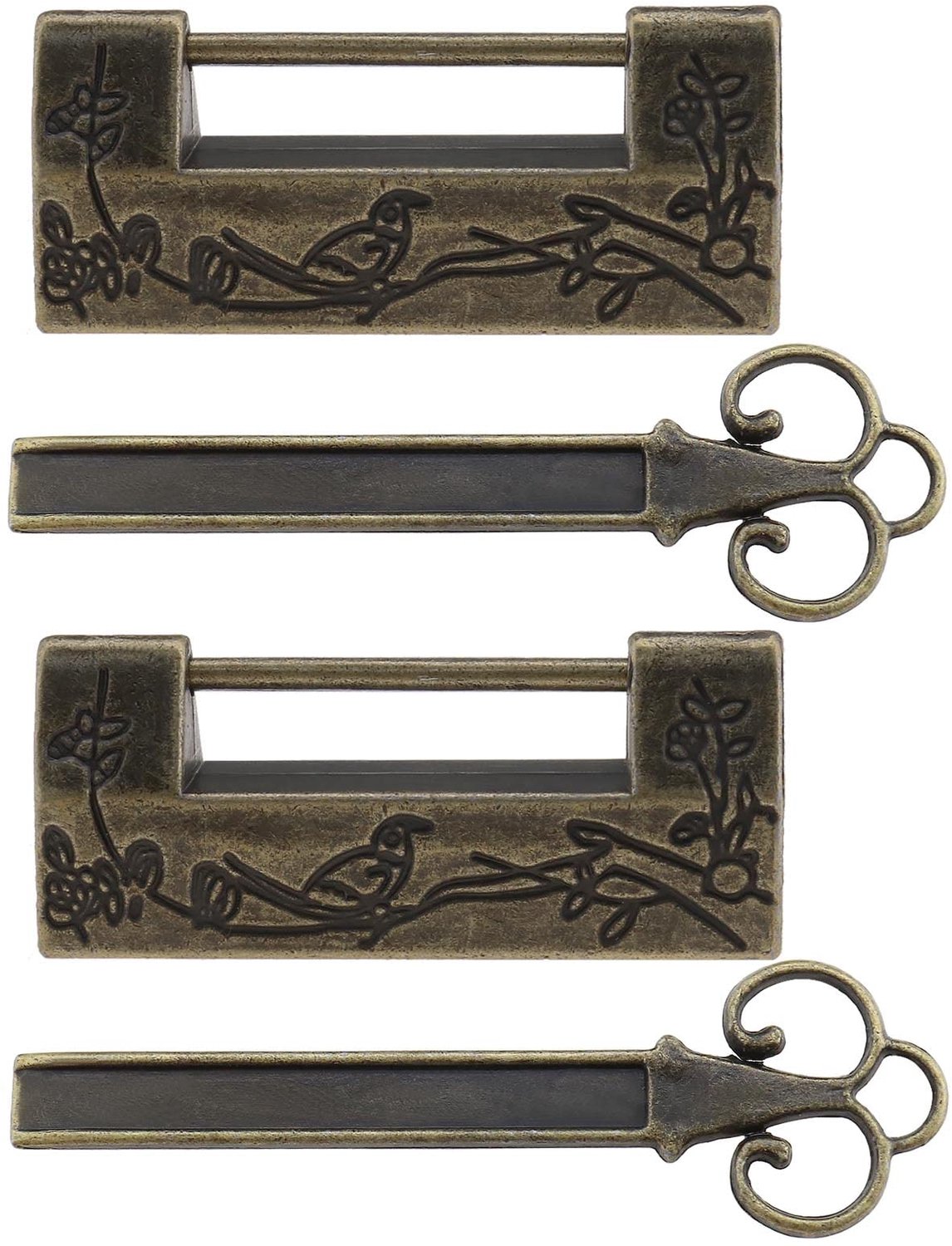 Hangslot Antiek - 2 Stuks - Retro Ontwerp - Mini Hangslot - Decoratief Slot - Voor Sieraden/Dozen - Gemaakt van Zinklegering - Decoratieve Slot