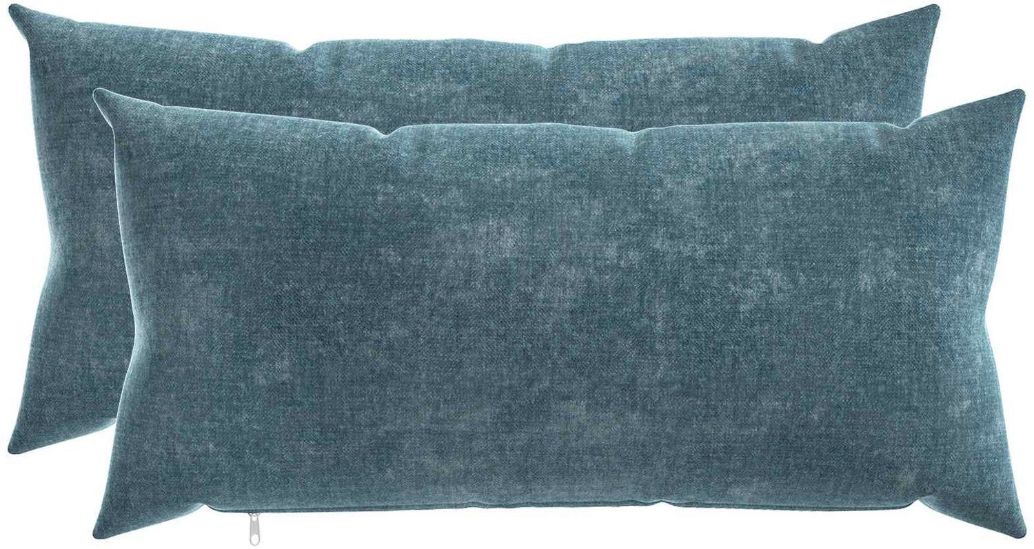 vidaXL Dekenkussen - 2 - st - HEERLEN - Blauw - 40 - x - 70 - cm - Chenille - Stof