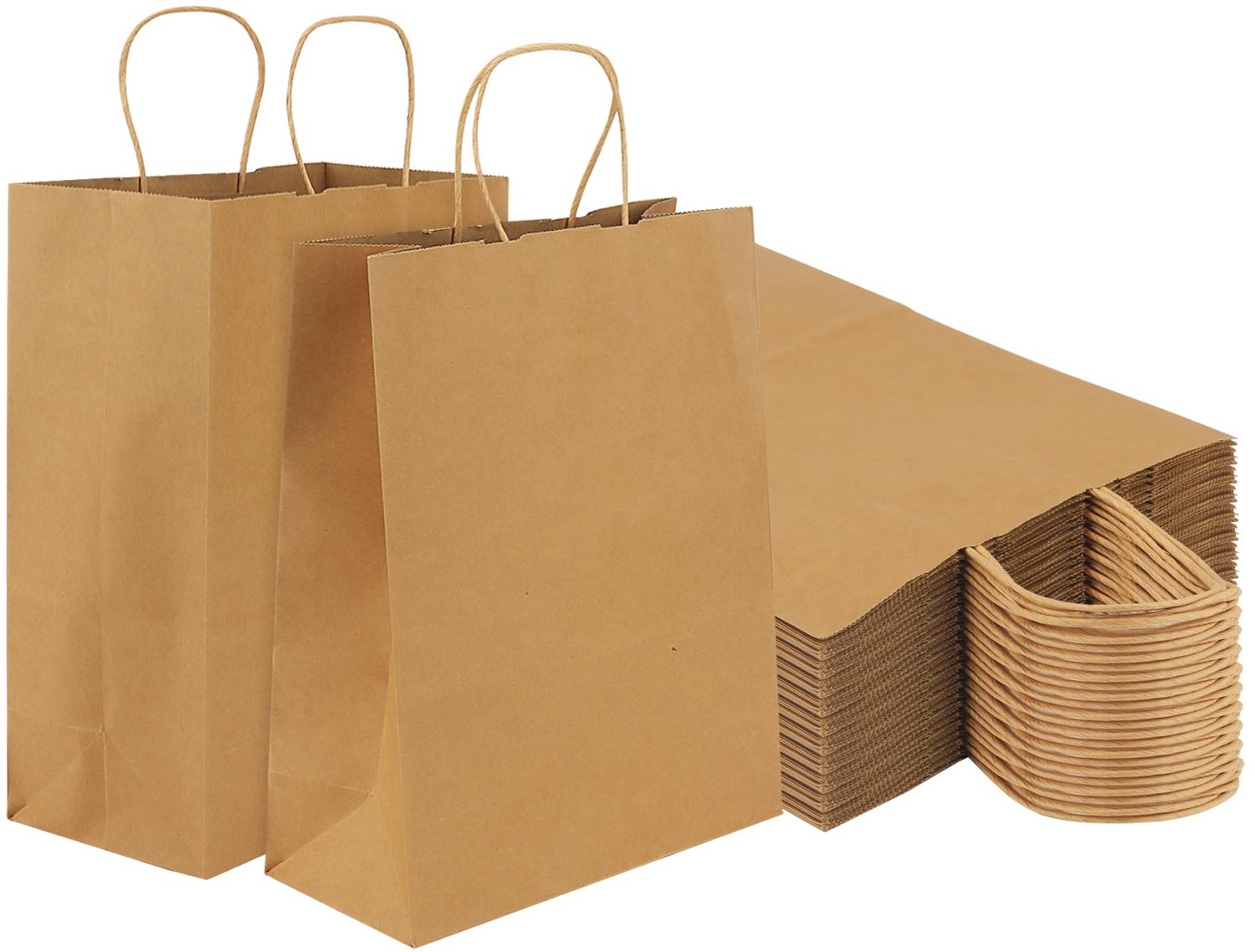 Grote Kraft Papieren Tassen met Handvat - 50 Stuks voor Feestjes en Winkels