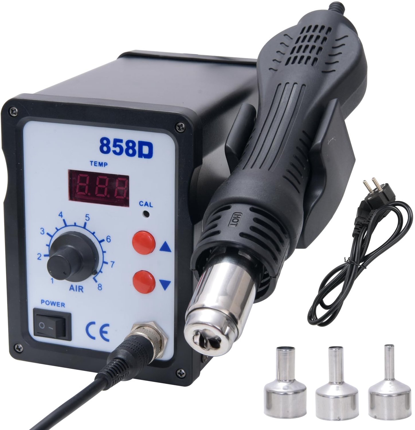 Hot Air Soldering Station met Digitale Weergave en 3 Nozzles
