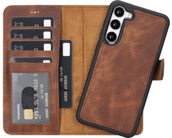 Lykke Samsung Galaxy S23 Plus Hoesje - Echt Leren Wallet Case - MagSafe Compatibel - RFID Bescherming - Pasjeshouder - Uitneembare Backcover- Bruin