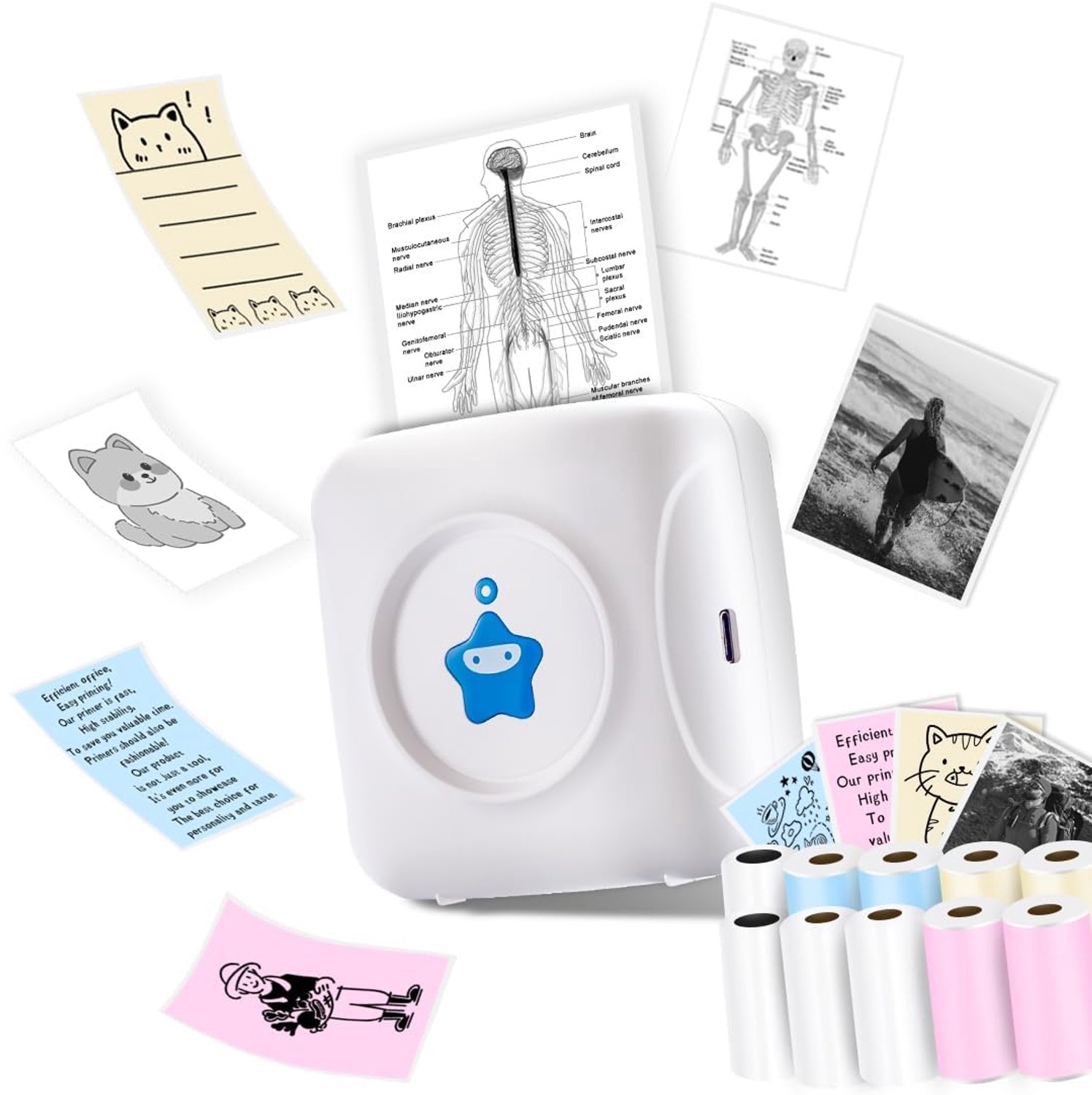 Mini Thermische Printer met Labelrollen, Draagbare Foto Printer voor Android en iOS