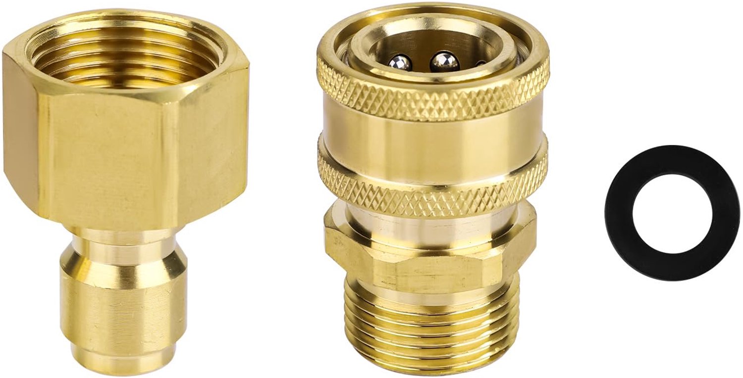 Set van 2 M22-15mm naar 1/4 Inch Drukreiniger Adapter - Messing Koppeling voor Hoge Druk