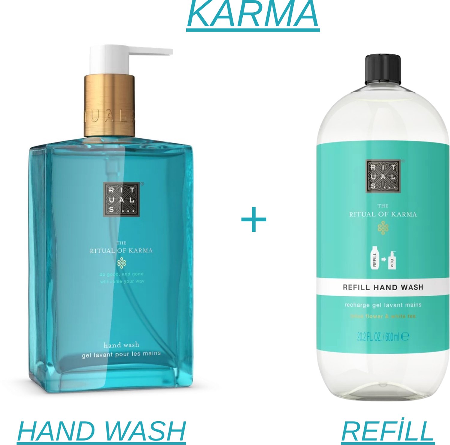 Rituals - Karma - Hand Wash 300 ml New Design + Refill Hand Wash 600 ml - Handzeep - Navulling Handzeep
