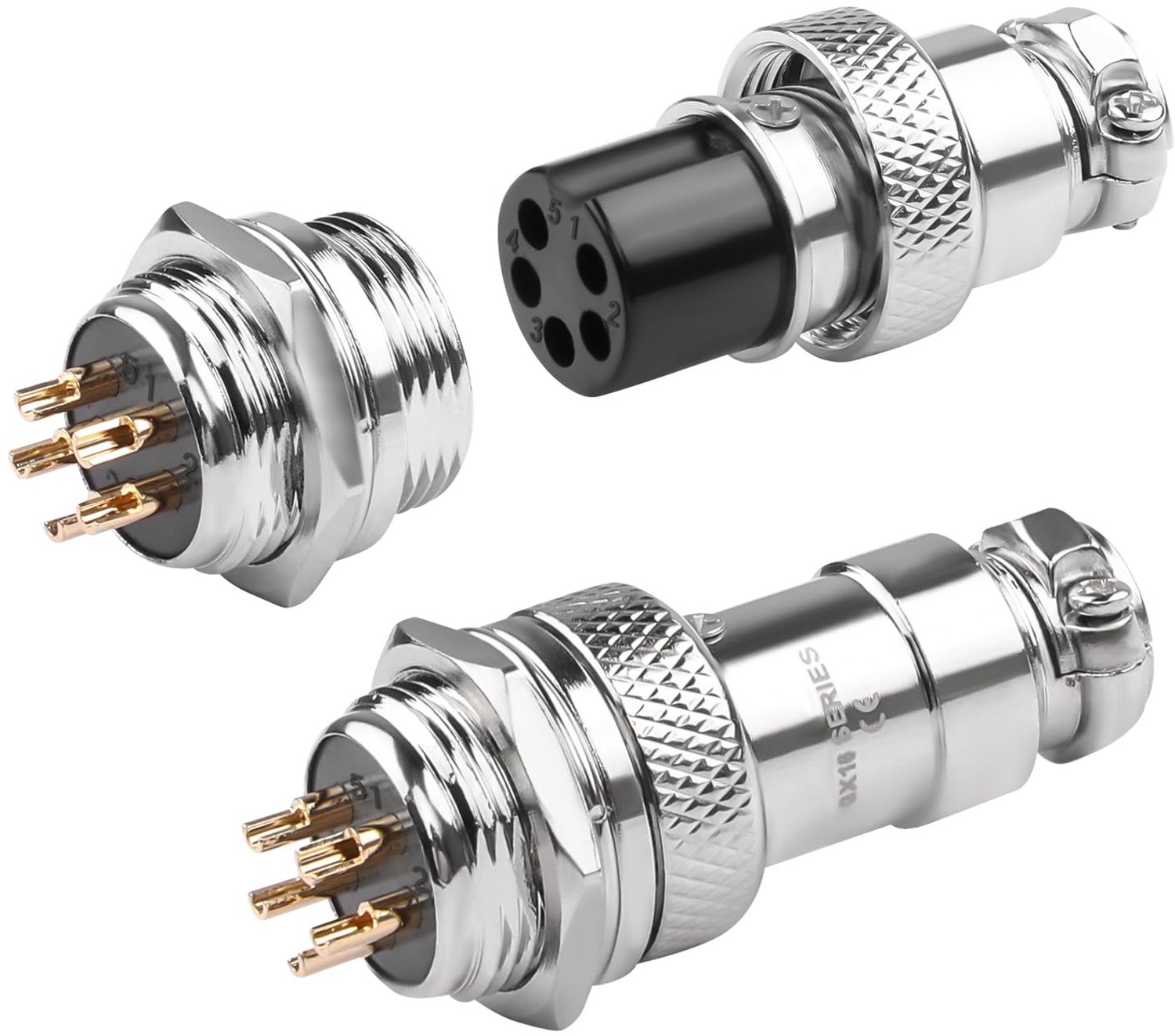 GX16 5-Pin Aviation Plug - Goud Geplateerd Bulkhead Connector