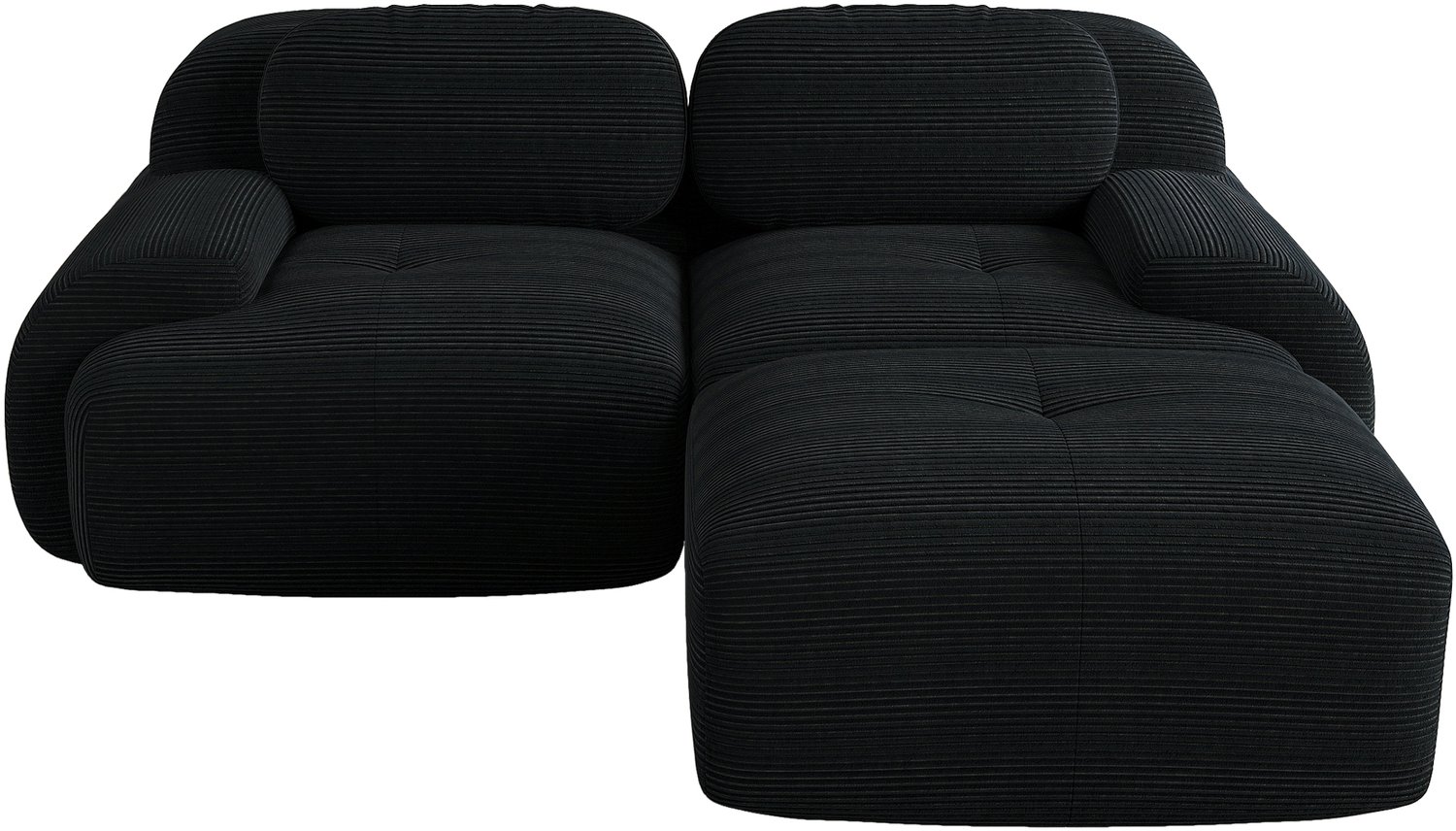 SONNENH Modulaire hoekbank met ottoman - Ribstof - 208 cm - Zwart