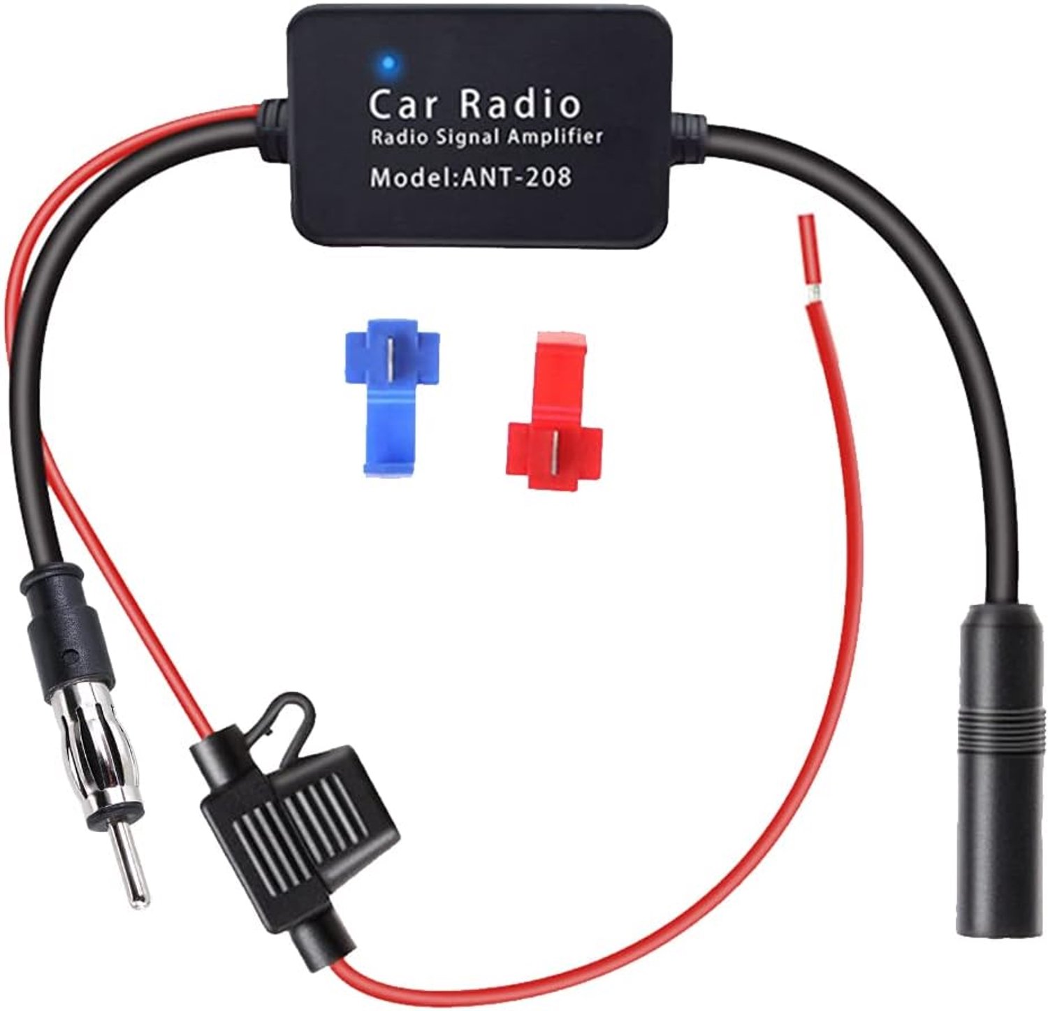 SnelShoppen - Car Antenna Booster FM/AM DAB DAB+ Signaalversterker DIN Female naar Male Adapter 12V voor Auto Stereo Radio